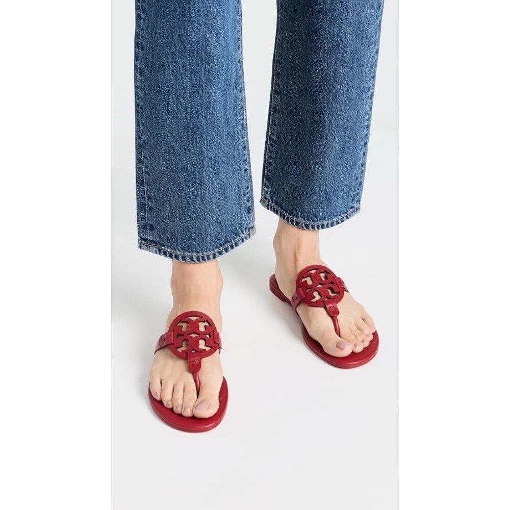 Tory Burch Women Miller Sandal Leather Flat Shoes Size 10 M